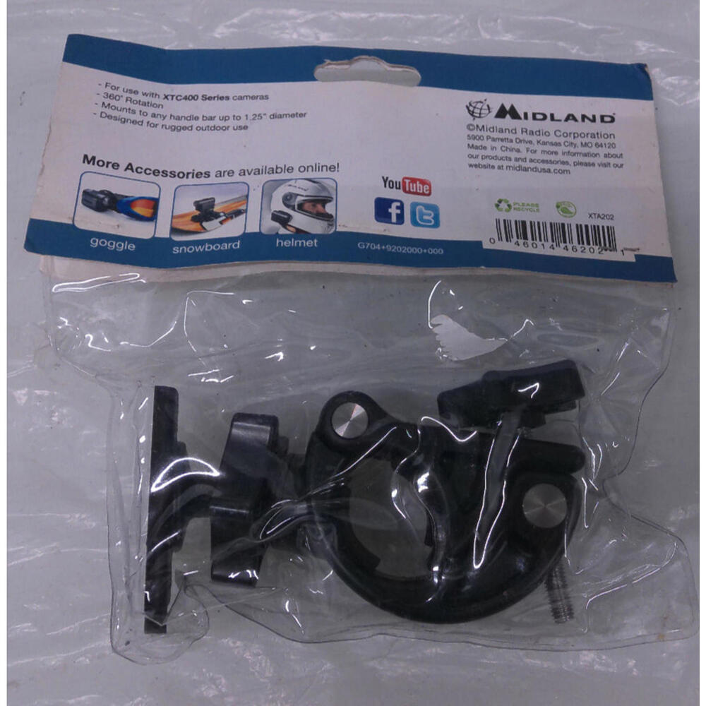 Midland XTC Handlebar Action Camera Mount XTC400 Series 360 rotation  1.25" bar